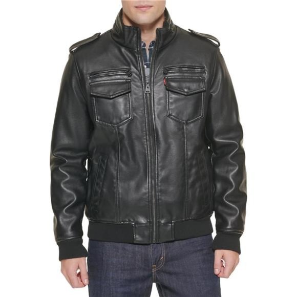 Levi's Men's Faux Leather Sherpa Aviator Bomber Jacket